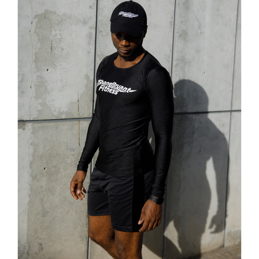 Serious Compression Long Sleeve Shirt with Active Shorts & Cap-OB Fitness