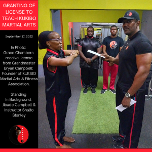 Instructor Grace Chambers KUKIBO License From Grandmaster Bryan Campbell