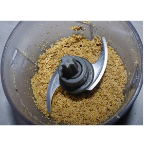 Crushed mixed nuts in blender